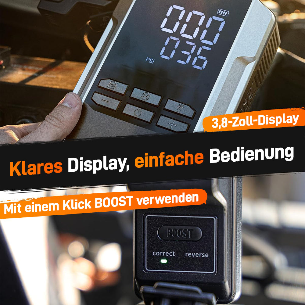 4-in-1 Starthilfe mit Luftkompressor | MegaVolt 16Air