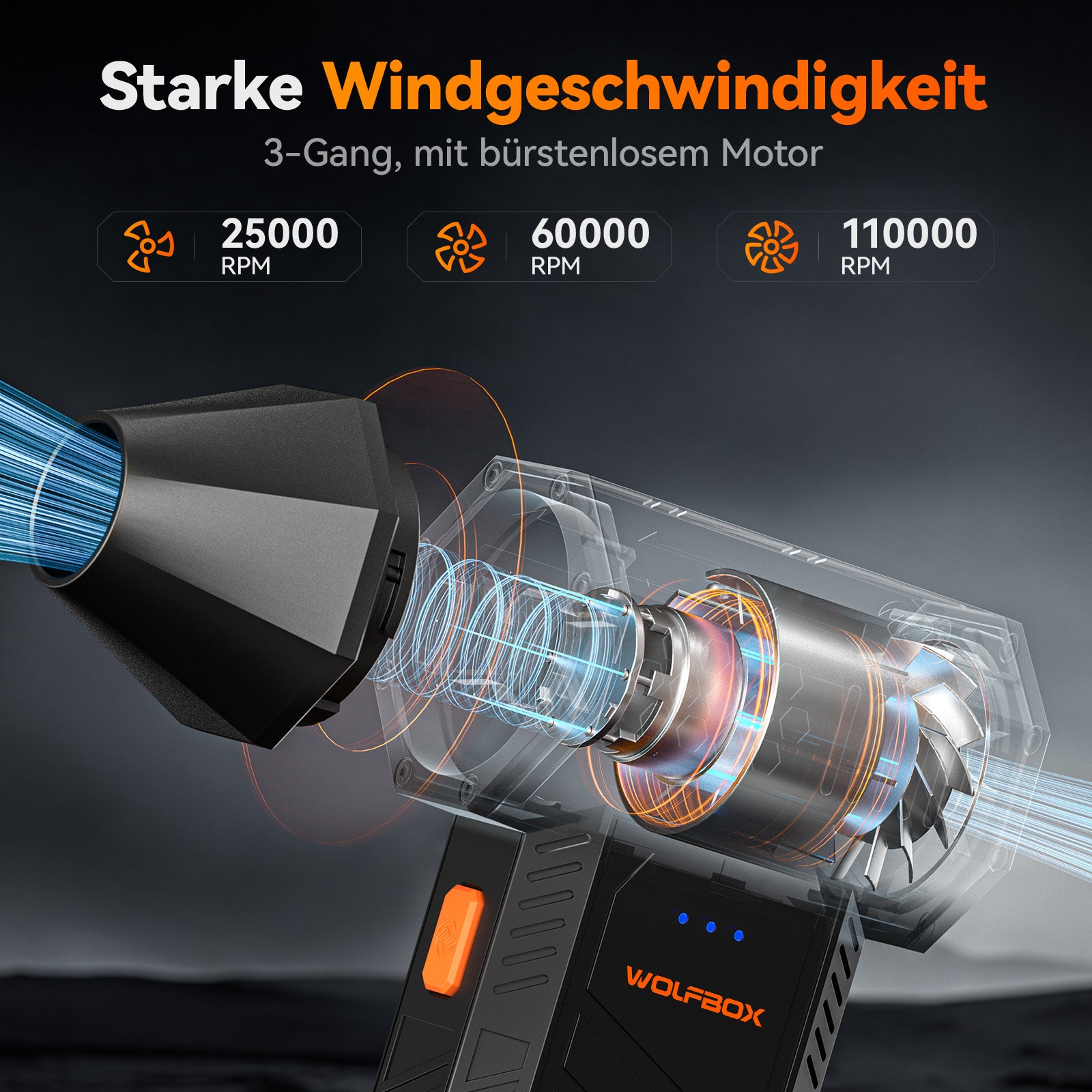 Elektrischer Luftstaubbläser – 110000 RPM Superleistung | WOLFBOX MF50