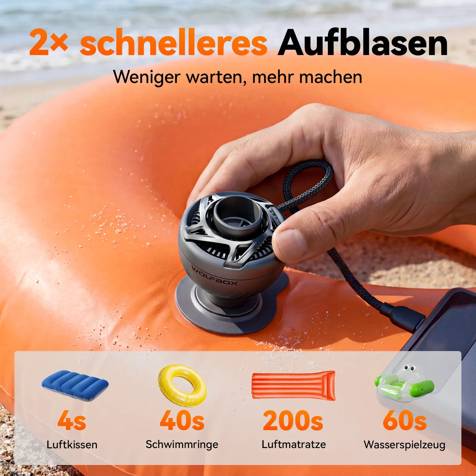 WOLFBOX MegaFlow Mini Tragbare Luftpumpe
