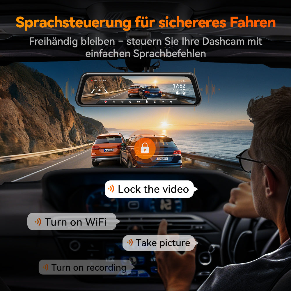WOLFBOX M40 4K 10-Zoll Spiegel-Dashcam mit ADAS, WLAN & Touchscreen