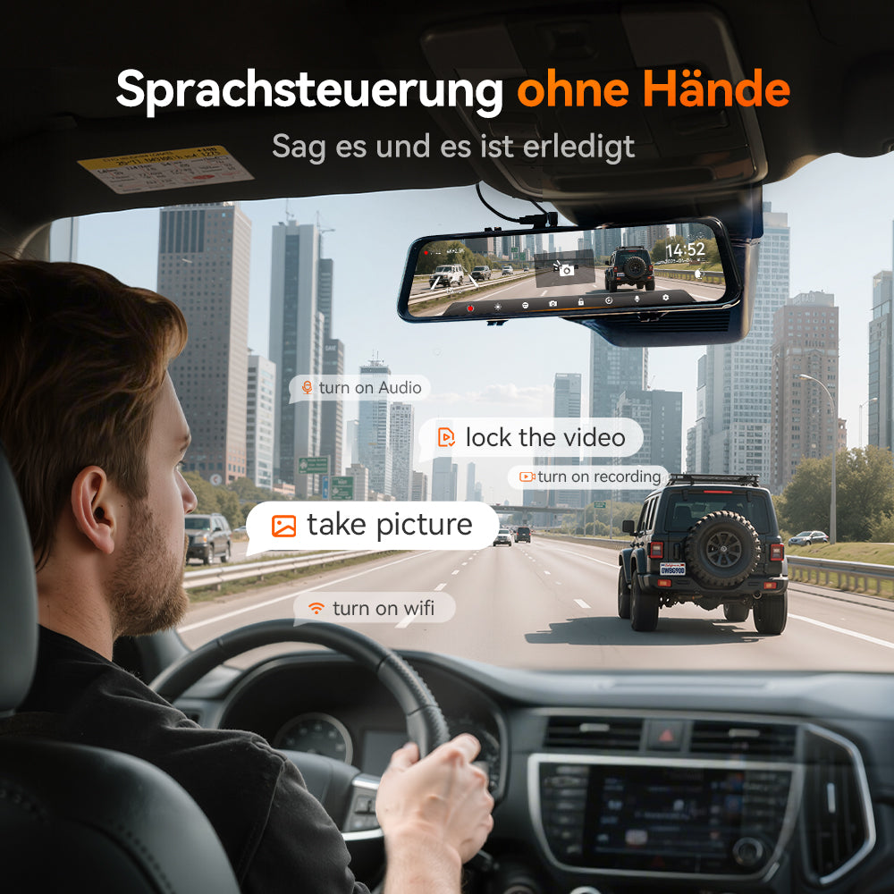 WOLFBOX G900Pro 12MP WiFi Touchscreen Rückspiegel Dashcam Smart Spiegel