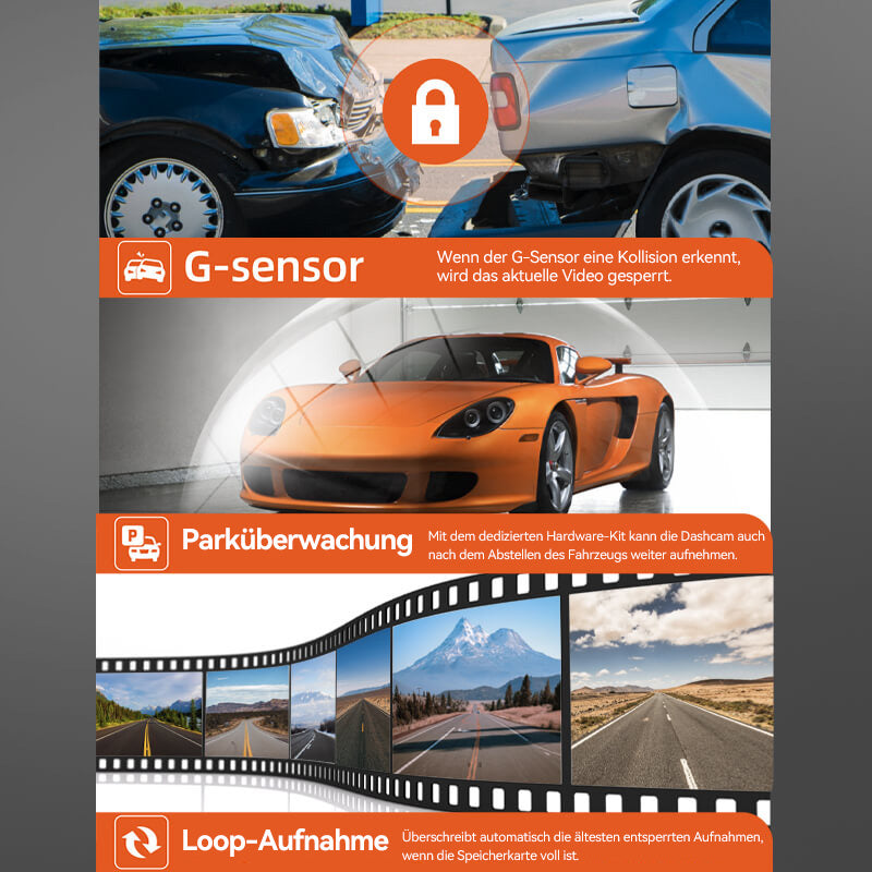 WOLFBOX G850 Rückspiegel Backup-Kamera Dashcam