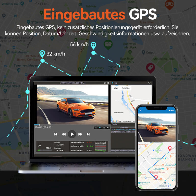 i07 | 3-Kanal 2.5K+1080P+1080P Dashcam mit integriertem GPS und WiFi