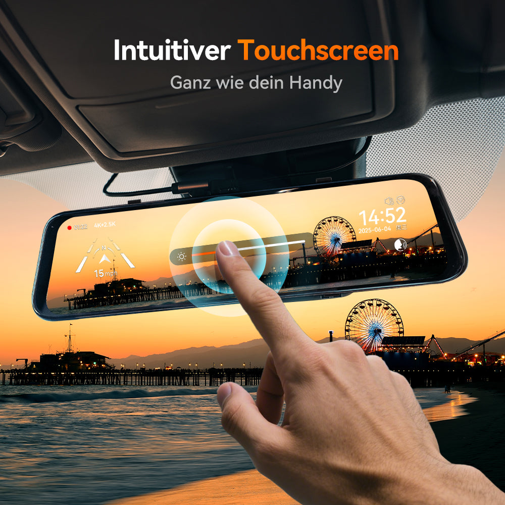 WOLFBOX G900Pro 12MP WiFi Touchscreen Rückspiegel Dashcam Smart Spiegel