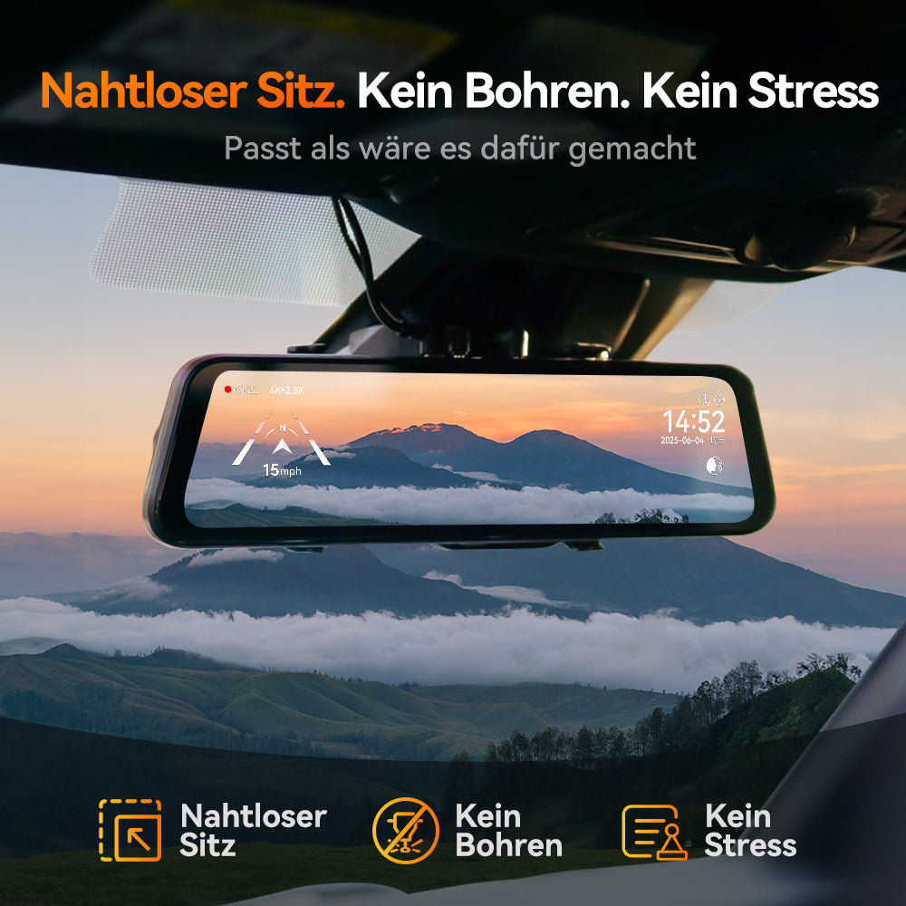 WOLFBOX G900Pro 12MP WiFi Touchscreen Rückspiegel Dashcam Smart Spiegel