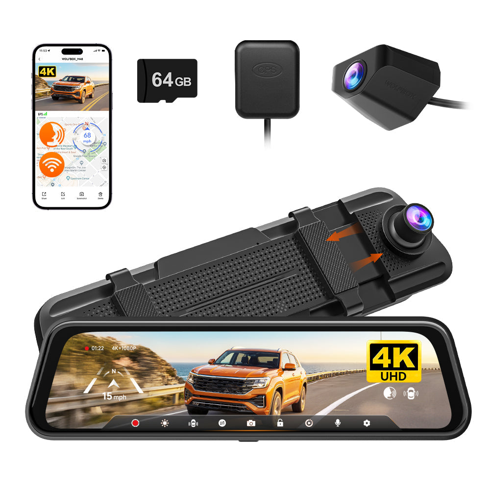 WOLFBOX M40 4K 10-Zoll Spiegel-Dashcam mit ADAS, WLAN & Touchscreen