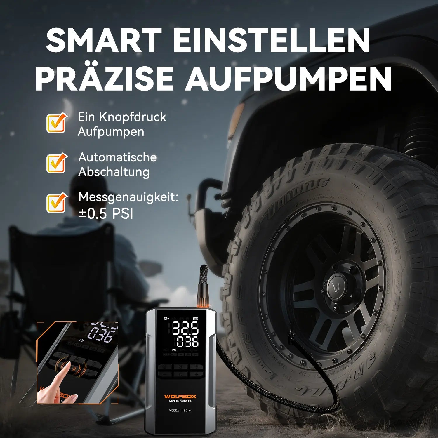 4-in-1 Starthilfe mit Luftkompressor | MegaVolt 24Air