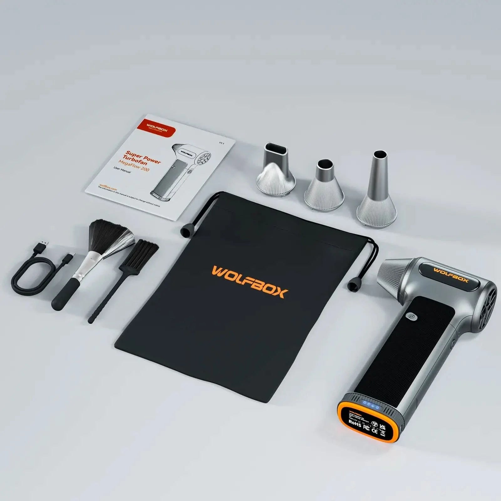 Vorbestellung——WOLFBOX MF200 Druckluftbläser – Wechselbare Batteriekassette