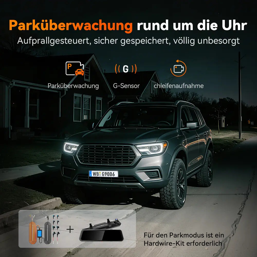 WOLFBOX 12'' 4K Sony STARVIS 2 Touchscreen Rückspiegel-Dashcam mit 30 Monate Garantie