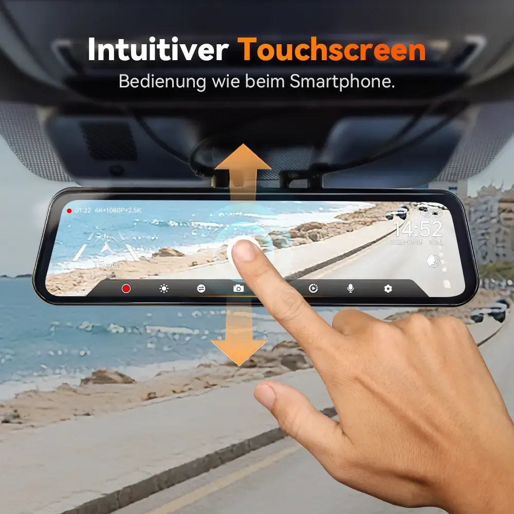 WOLFBOX 12'' 4K Sony STARVIS 2 Touchscreen Rückspiegel-Dashcam mit 30 Monate Garantie