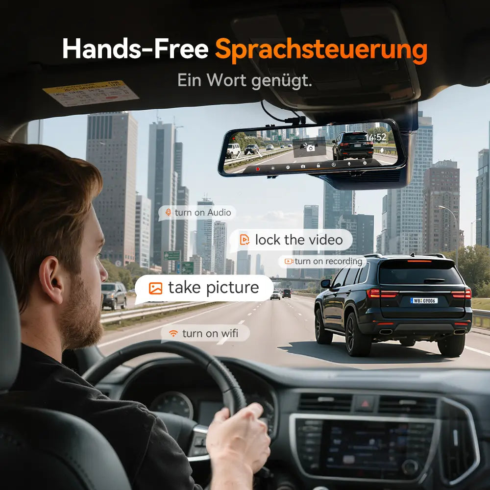 WOLFBOX 12'' 4K Sony STARVIS 2 Touchscreen Rückspiegel-Dashcam mit 30 Monate Garantie