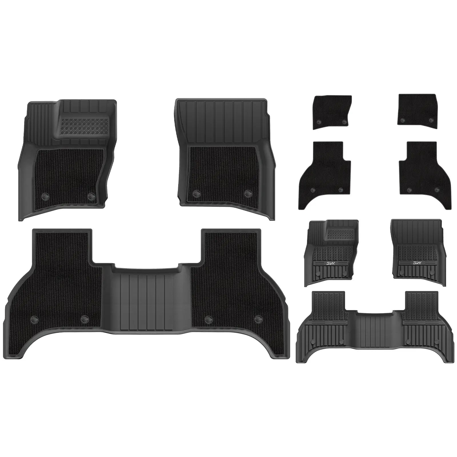 3W Allwetter-Fußmatten für Land Rover Defender 110 5-Sitzer L663 2020–2026 (Linkslenker)