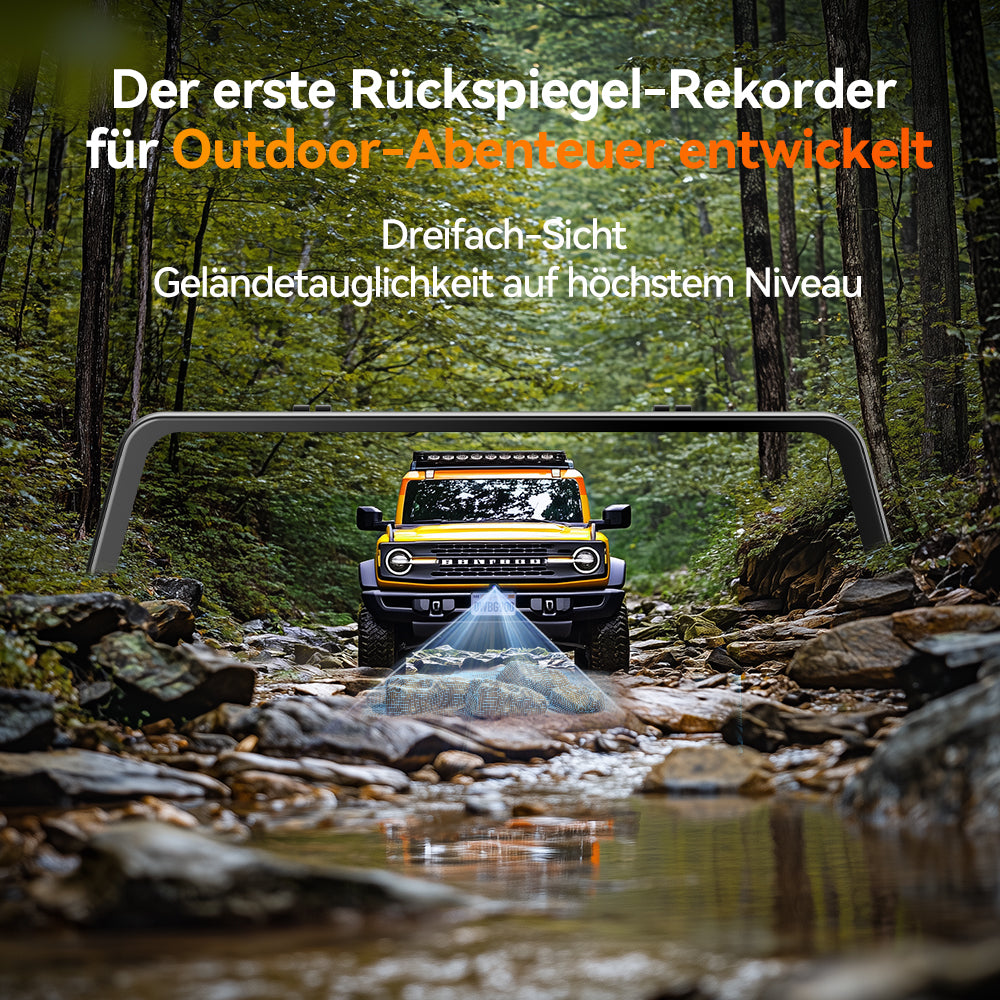 WOLFBOX G900 TriPro Stoßfänger-Version 3-Kanal Rückspiegel-Dashcam