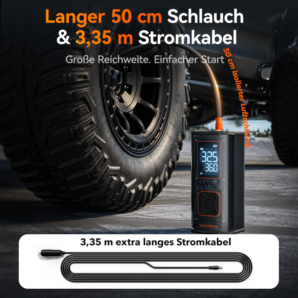 WOLFBOX MegaFlow 24 Pro Tragbarer Reifenkompressor