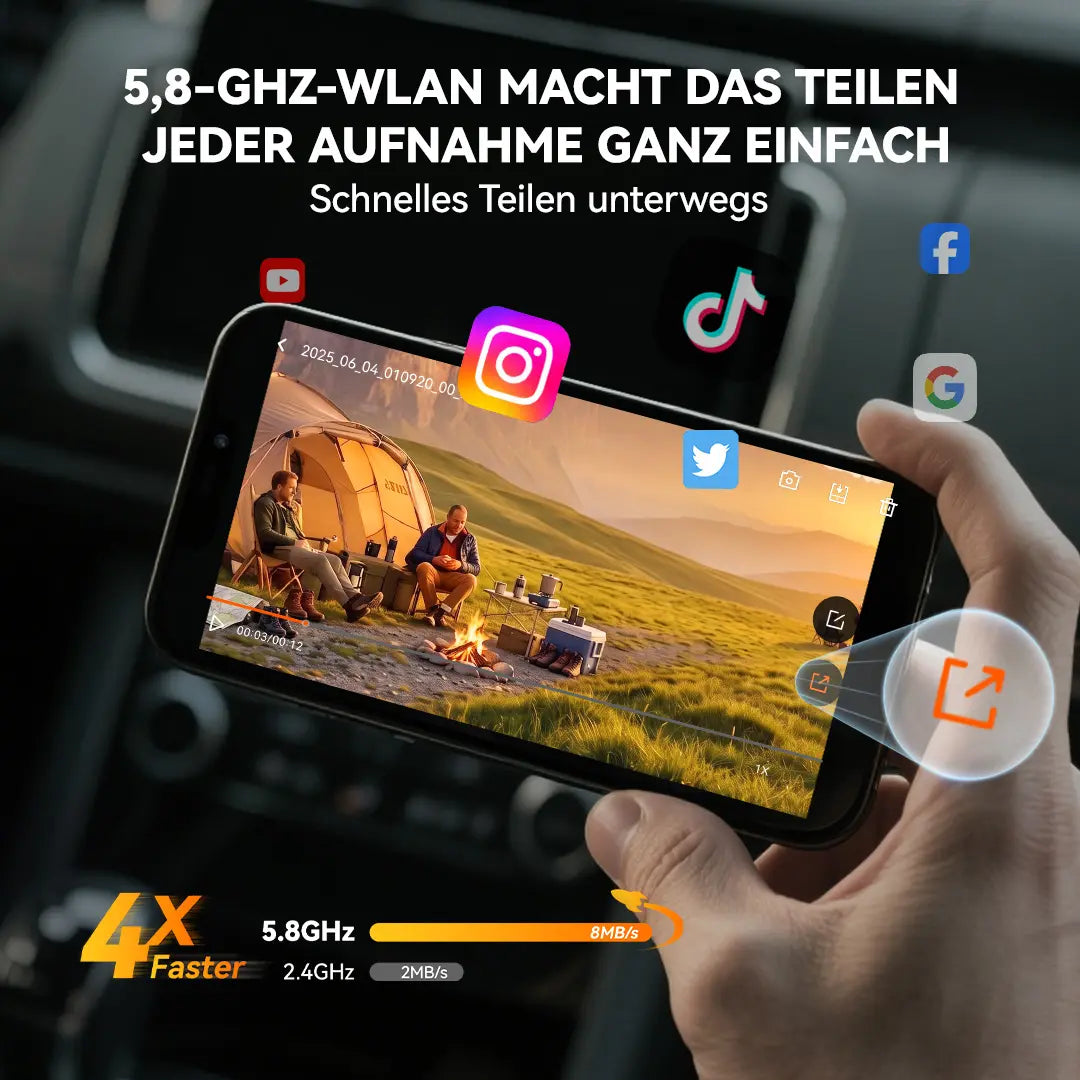 WOLFBOX G900Pro Smarte Rückspiegel-Dashcam mit Rückfahrkamera