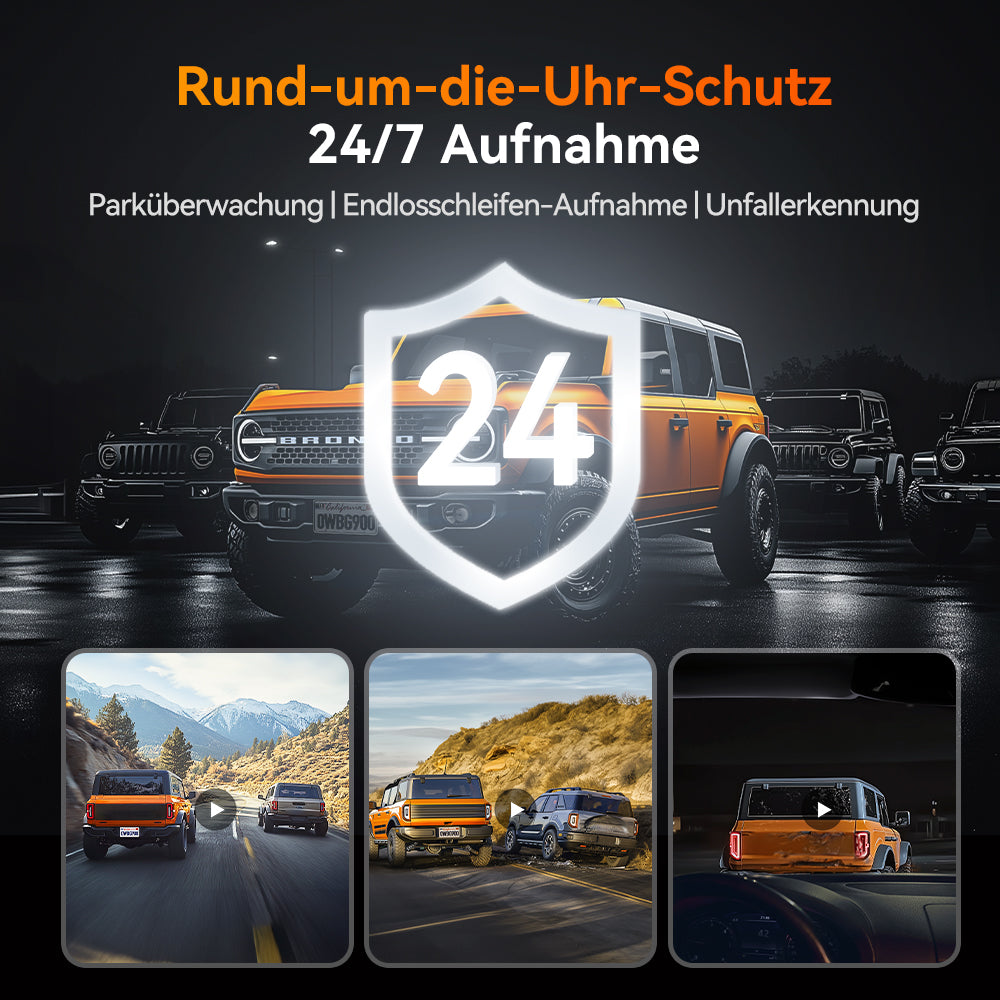WOLFBOX G900 TriPro Stoßfänger-Version 3-Kanal Rückspiegel-Dashcam
