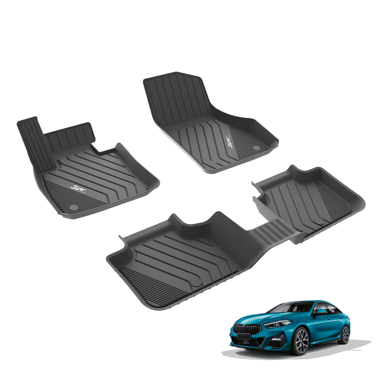 3W Allwetter-Fußmatten für BMW 2 Series F45 2015–2024 (Linkslenker)