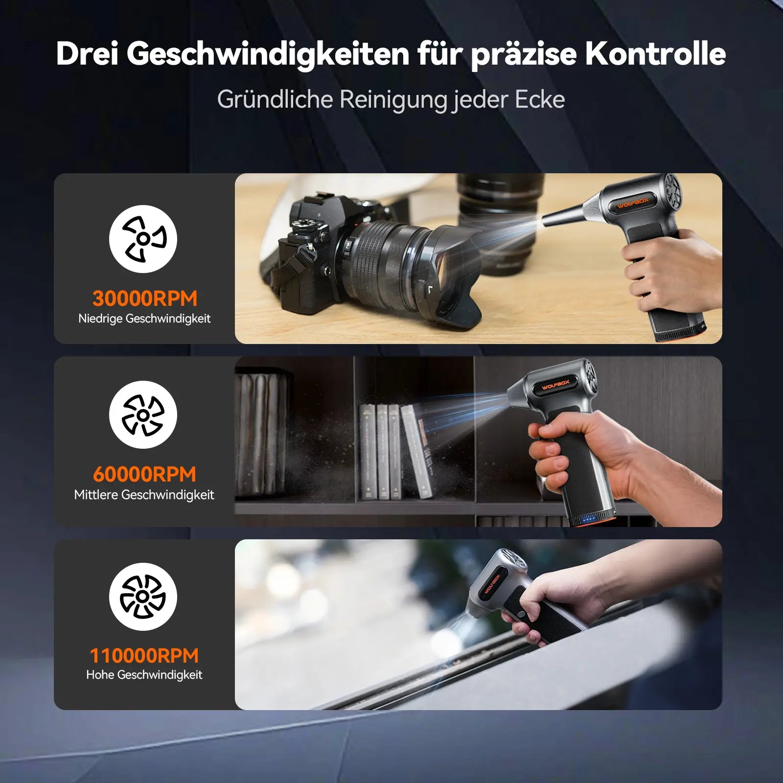 Vorbestellung——WOLFBOX MF200 Druckluftbläser – Wechselbare Batteriekassette