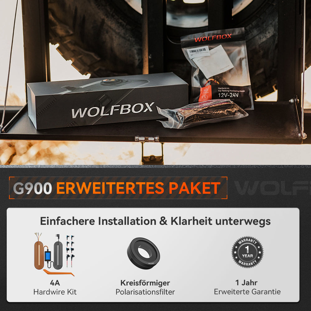 WOLFBOX G900 4K+2.5K Touchscreen Parküberwachungs-Dashcam Smart Mirror