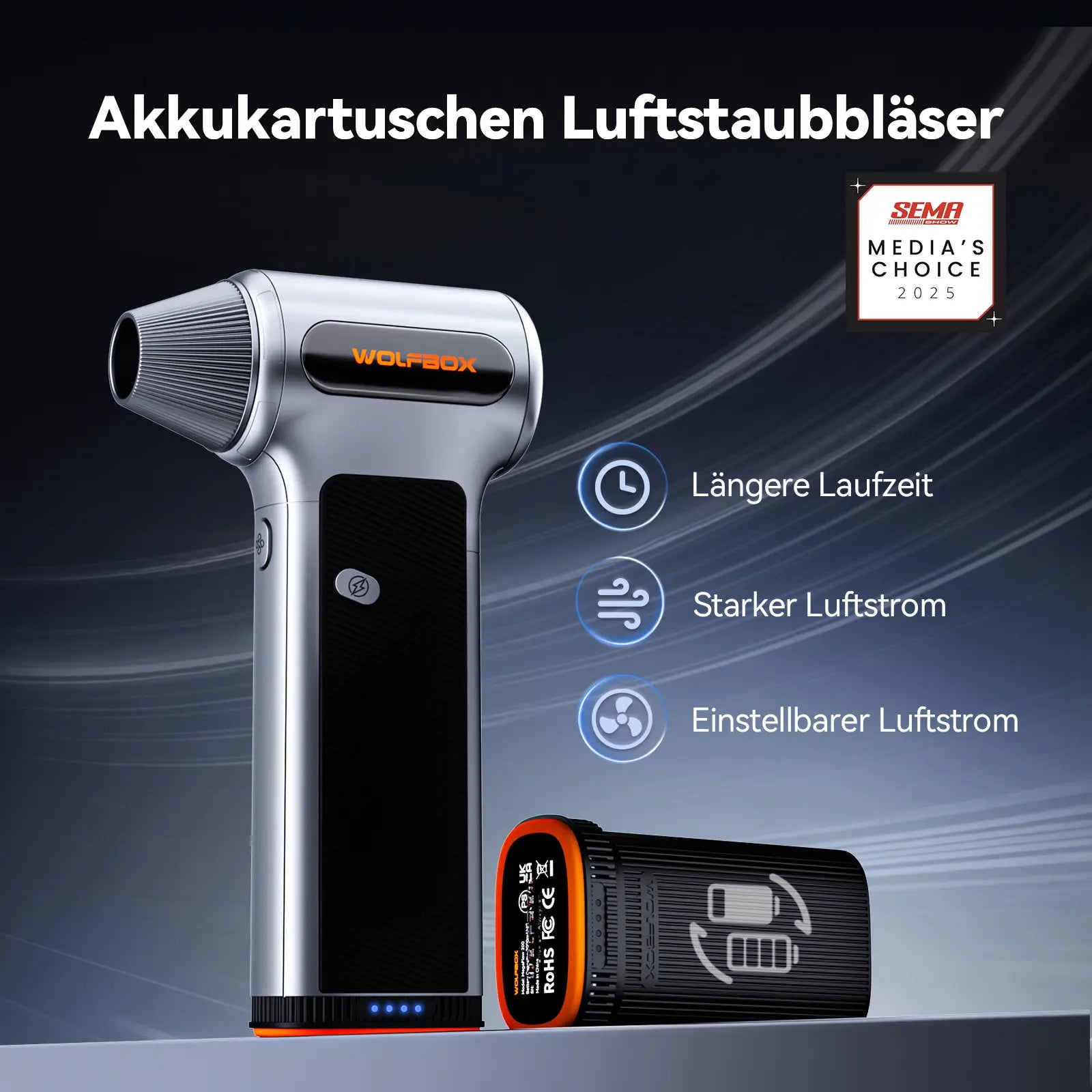 WOLFBOX Handstaubsauger MF200 Elektrisches Laubblasgerät, mit 3-stufiges Hochleistungsgebläse