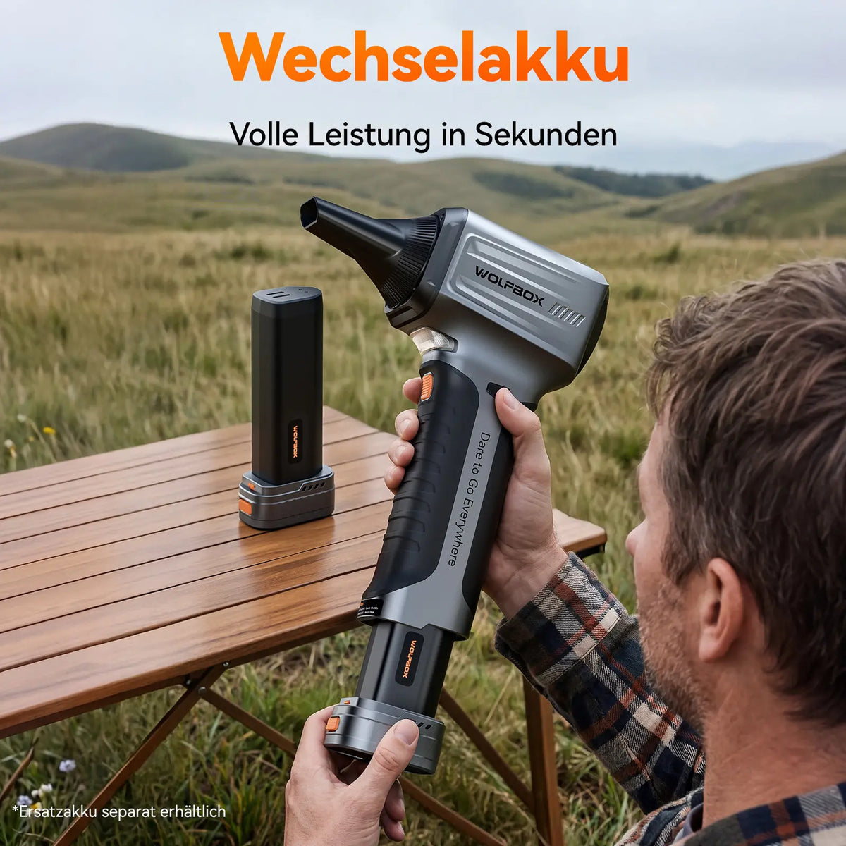 WOLFBOX MF500PRO Akku-Luftbläser – Handgebläse für Laub & Outdoor-Reinigung