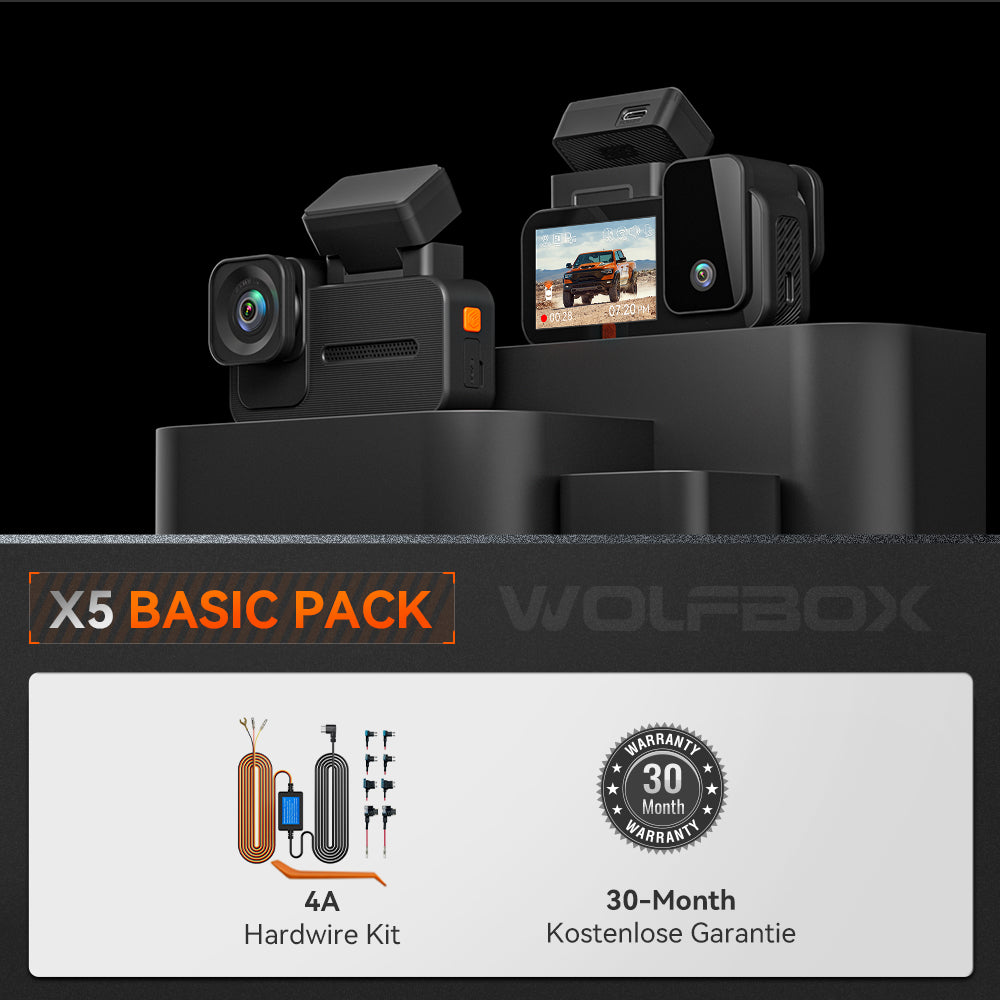 WOLFBOX X5 3-Kanal Touchscreen-WLAN Mini-Dashcam